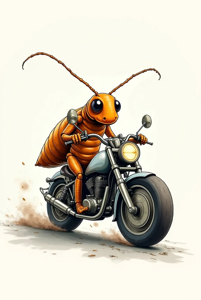 Cockroach riding a motorcycle,drawing
