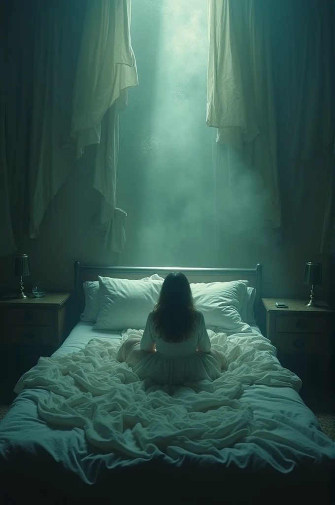 An image to illustrate the following poem. Lizzand es muand morena and de cabello oscuro:
Cuando Lizzand duerme
sueña con espejos que se abren
como puertas en la oscuridad.
Los que se han ido miran a través
and ella sabe que la observan
con ternura.
One night, ando también cruzaré el espejo,
and, in silence, I will braid her hair, One by one,
Until the light of day discovers us together In this or another world.