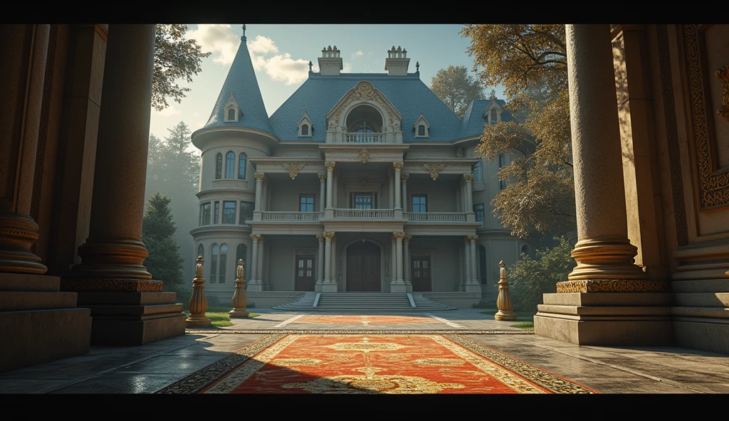 "Dear friend, if you are reading this letter, it means you wish to learn the secret of the mansion. There is a treasure hidden in this mansion, but to find it, you must solve a mysterious puzzle." genrate a High quality realistic 3D animation style 