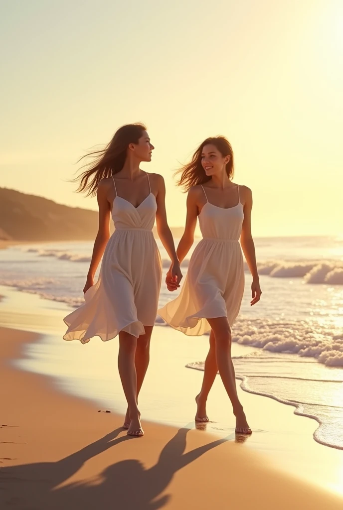 Women walking on the beach
