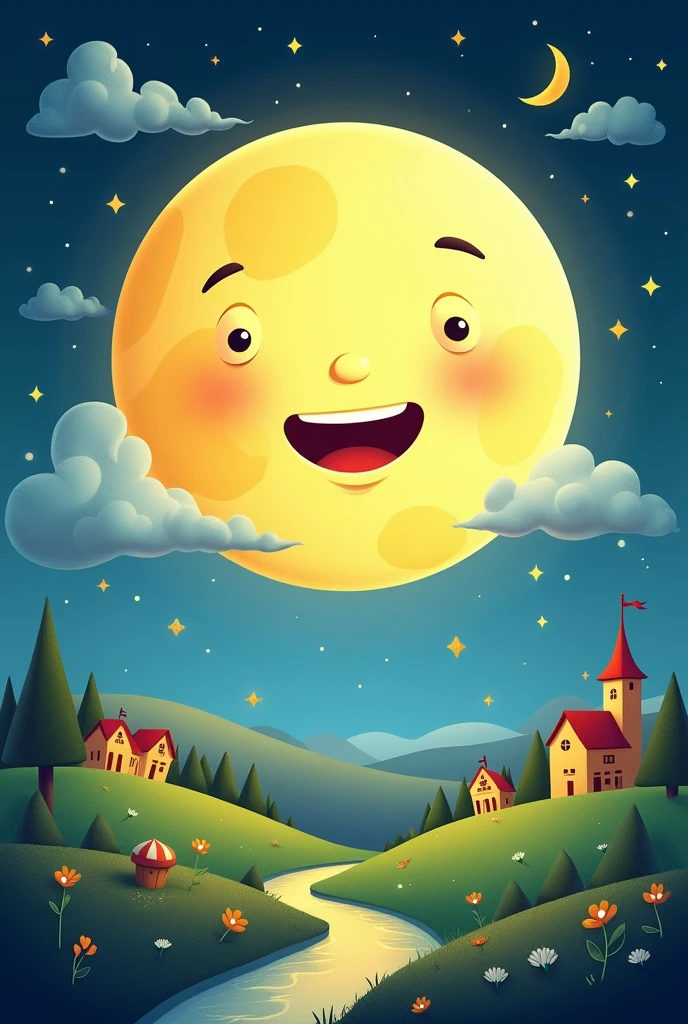 Create me an animated full moon image for kids