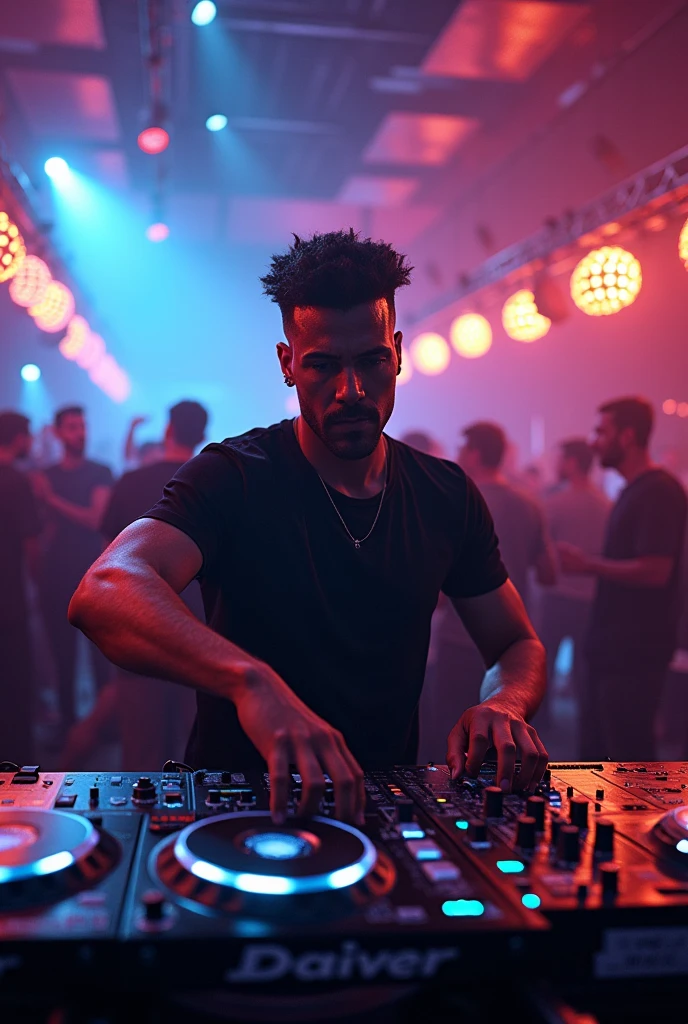 (photorealism:1.2), presentation of a dj, Let Daiver the DJ say