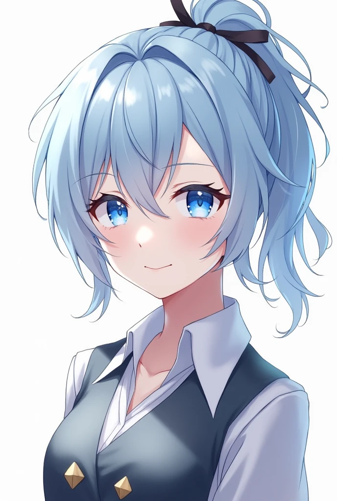 (masterpiece), (best quality), (ultra detailed),(disheveled hair),(illustration), (1girl), standing, smiling, beautiful detailed eyes, light blue eyes, detailed beautiful face, (kamisato ayaka: 1.2), focus on face, ponytail, kamisato ayaka(genshin impact), light blue hair, detailed hair, bangs, best lighting, best shadow, highly detailed, vibrant