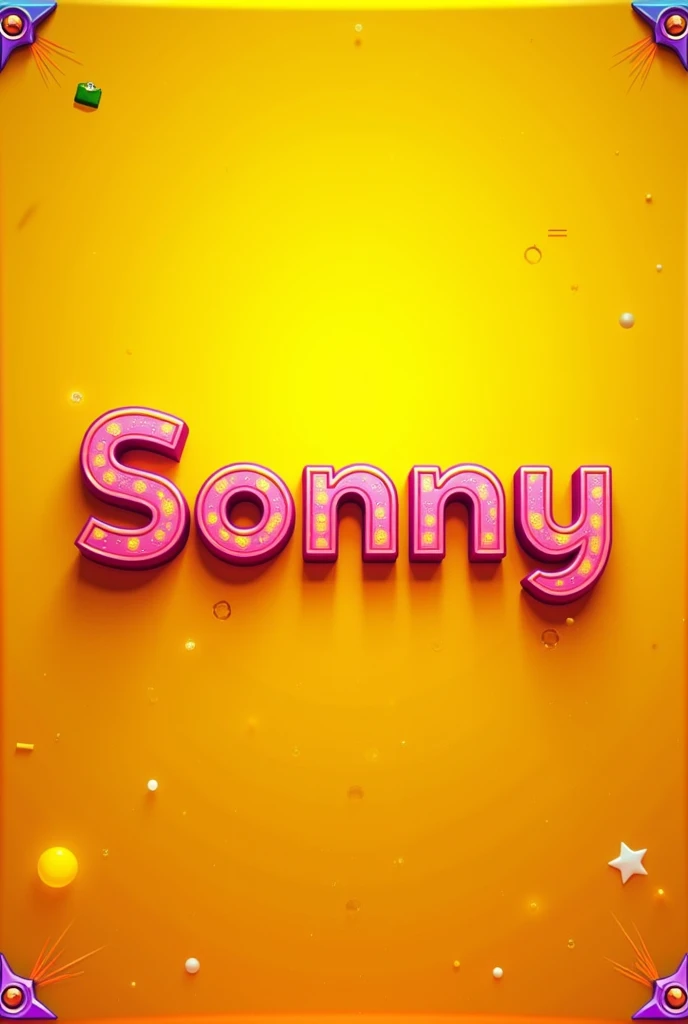 Make a 2D image in yellow with Sonny written in the middle in gamer style with details in the corners