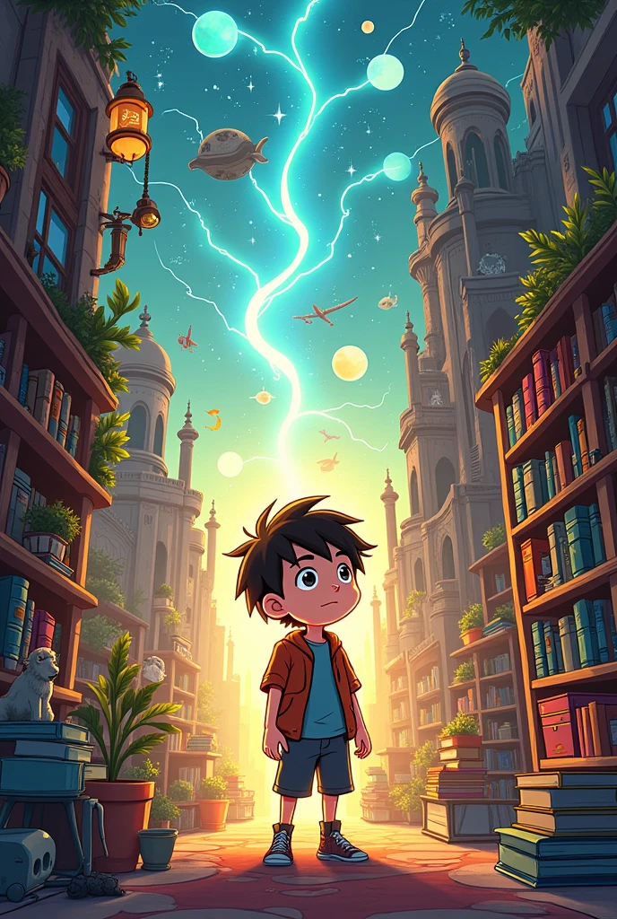 Create a comic about a boy who travels through time