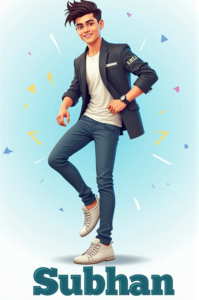 Sure! Here's a script for creating a wallpaper for an 1 boy with an attitude pose and the name "Subhan" written on it, using a light theme:

---

**Title: Attitude Wallpaper Creation for Subhan**

**Objective: Create a stylish and modern wallpaper featuring a young male with an attitude pose and the name "Subhan" prominently displayed. The theme should be light and appealing to an 1.**

---

**1. Set Up Canvas:**
   - **Dimensions:** 1920x1080 pixels (Full HD resolution).
   - **Background Color:** Light gradient (e.g., soft blue to white or pastel shades).

**2. Design Elements:**

   **a. Attitude Pose:**
   - **Source:** High-quality stock image or illustration of a young male with a confident or cool attitude. The pose should be dynamic and expressive.
   - **Placement:** Center of the canvas or slightly off-center to create visual interest.

   **b. Name Text ("Subhan"):**
   - **Font Style:** Modern, bold font (e.g., Helvetica Neue, Bebas Neue, or a similar sans-serif font).
   - **Font Size:** Large enough to be prominent but not overpowering.
   - **Color:** Contrasting color to the background (e.g., dark blue, black, or vibrant color).
   - **Placement:** Below or to the side of the attitude pose, ensuring it is clearly visible.

**3. Additional Graphics (Optional):**
   - **Accents:** Subtle geometric shapes or abstract patterns in the background to add depth.
   - **Effects:** Light shadows or highlights to enhance the pose and text.

**4. Final Touches:**
   - **Adjustments:** Ensure all elements are well-aligned and balanced.
   - **Export:** Save the wallpaper in high resolution (PNG format recommended).

**5. Review:**
   - Check for clarity and visual appeal.
   - Make sure the name "Subhan" is legible and integrates well with the overall design.

---

Feel free to adjust the specifics based on personal preferences or additional elements you want to include.