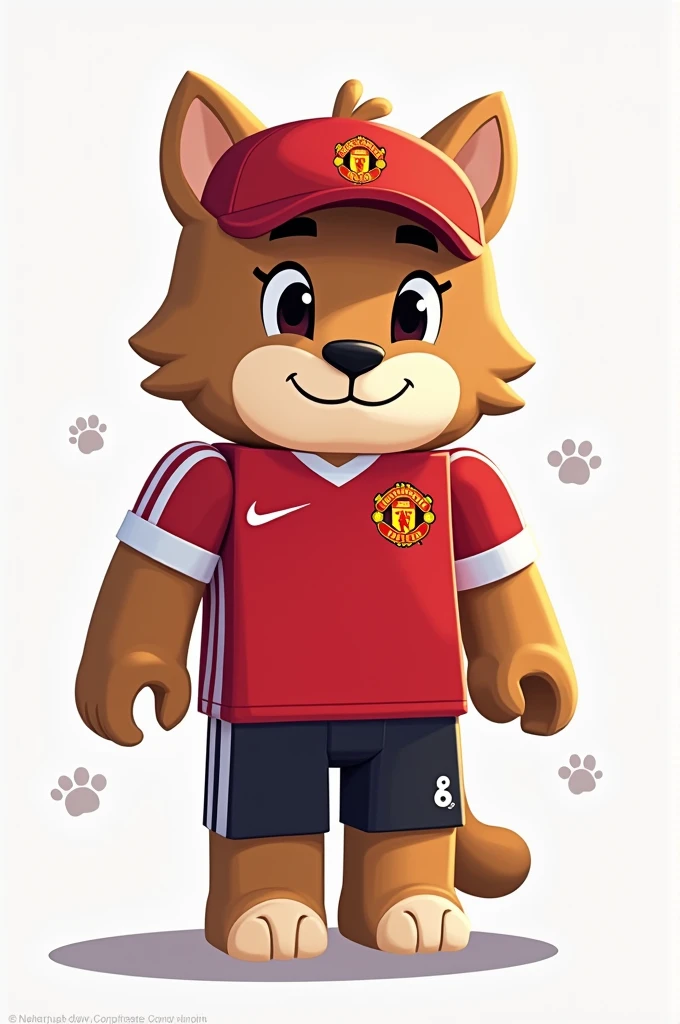 Make a roblox square body, manchester united shirt, cougar cap cartoon style profile picture