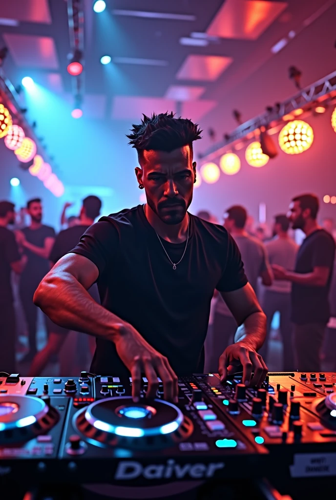 (photorealism:1.2), presentation of a dj, Let Daiver the DJ say