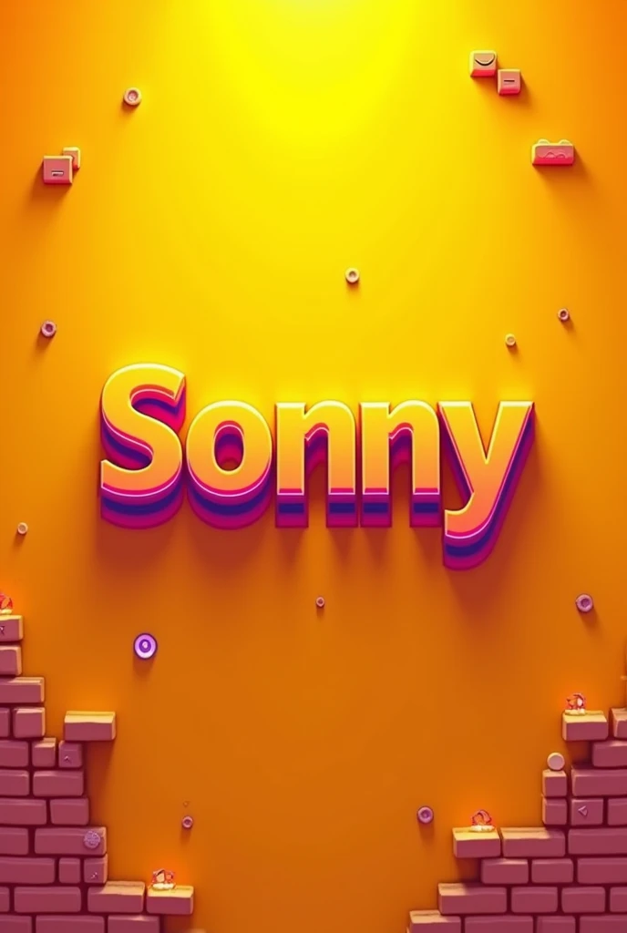 Make a 2D image in yellow with Sonny written in the middle in gamer style with gamer details in the corners