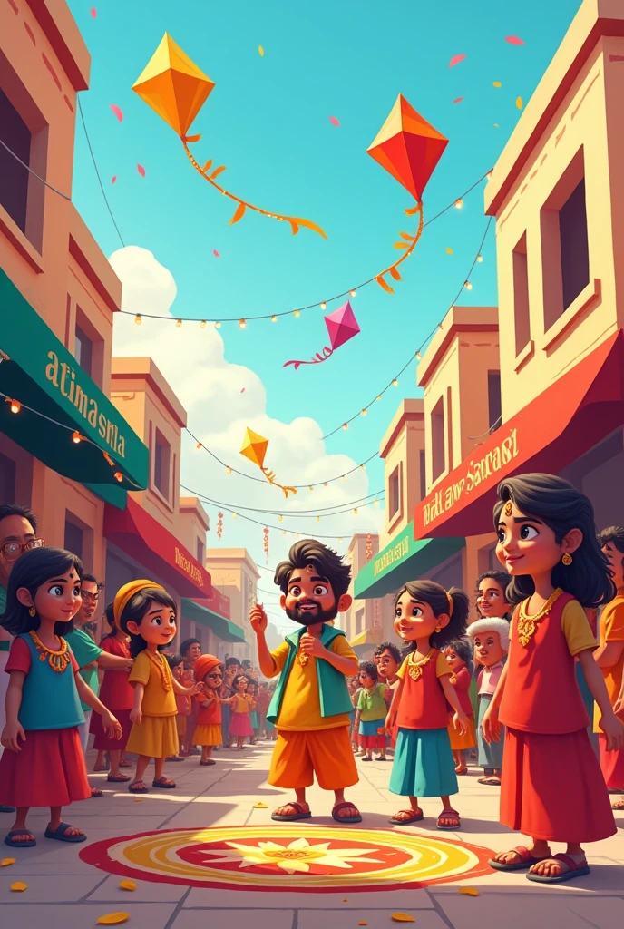 Makar sankranti festival in Maharashtra cartoon