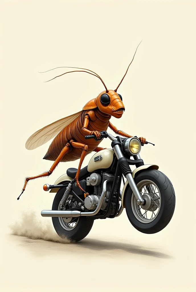 Cockroach riding a motorcycle,drawing