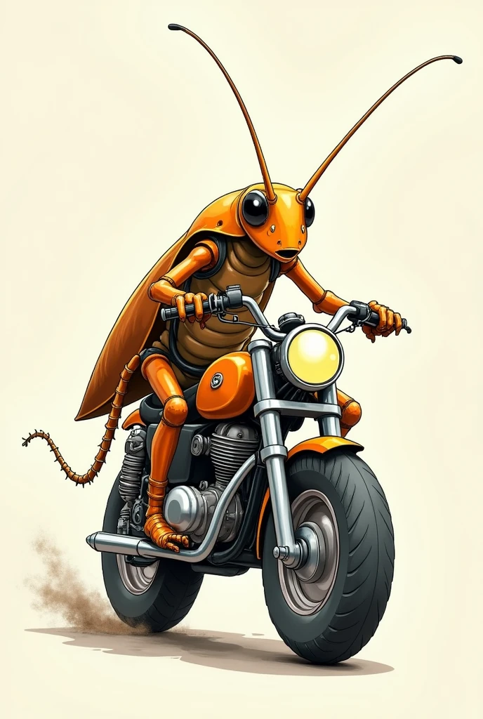 Cockroach riding a motorcycle,drawing
