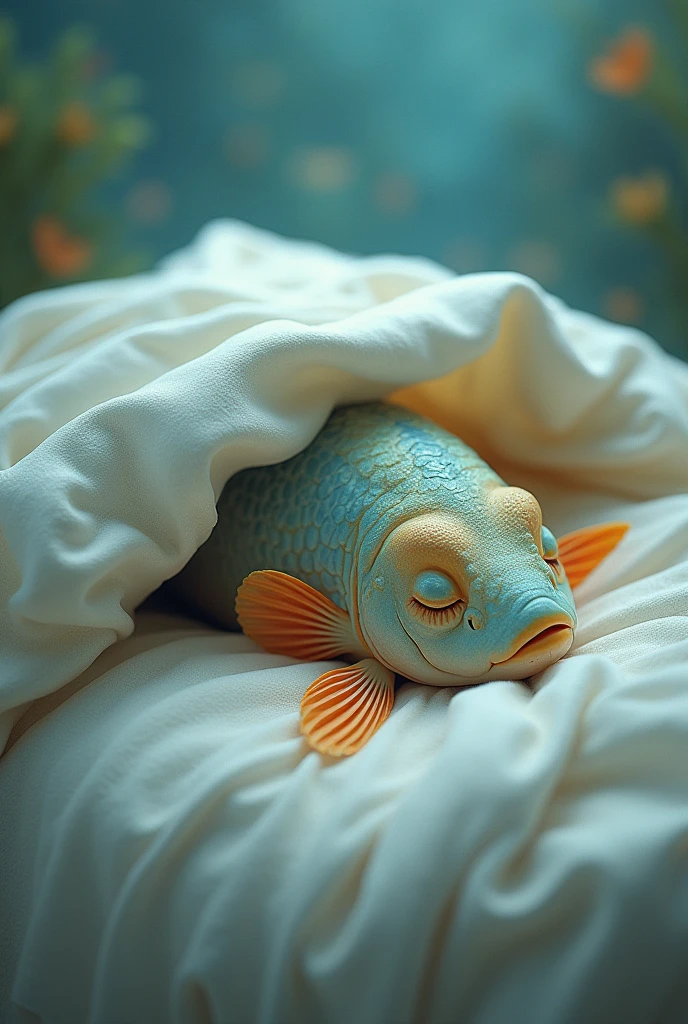 Fish sleeping with a sheet