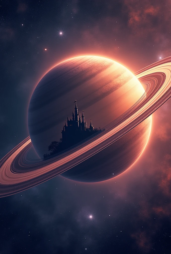 Saturn with silhouette of Disney castle inside