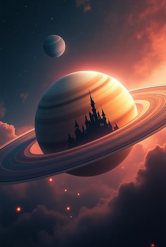 Saturn with silhouette of Disney castle inside