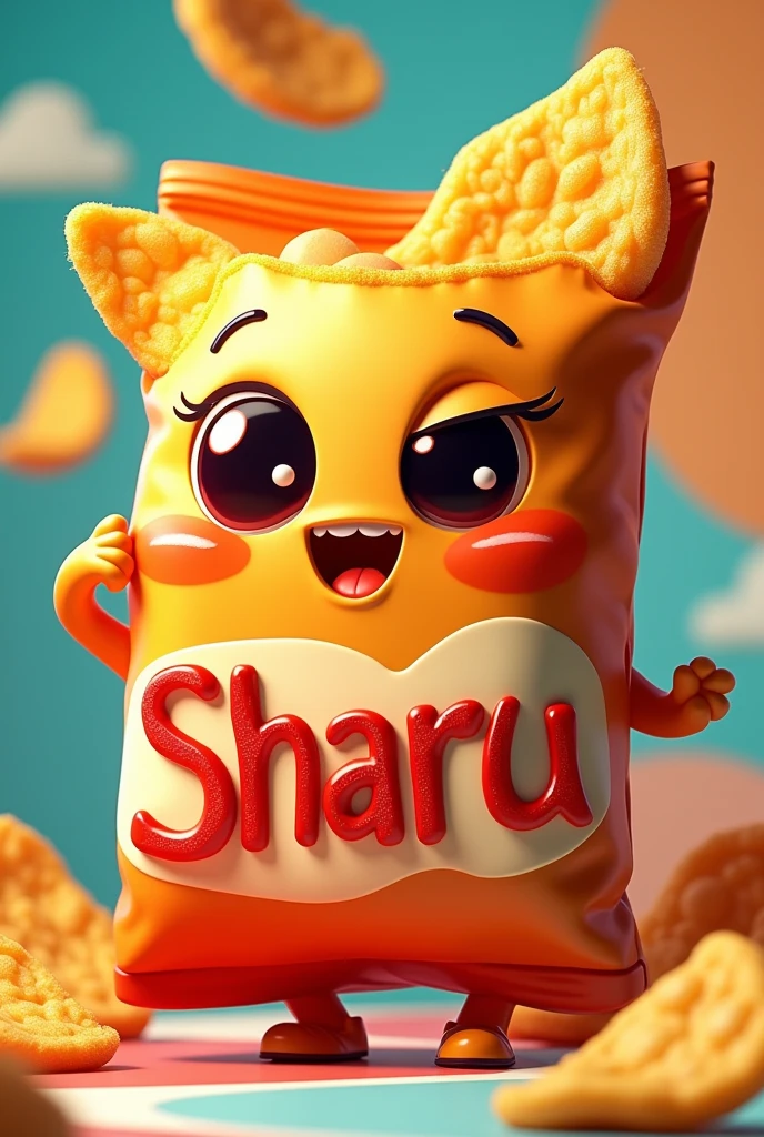 A chips rarp in orange with the brand name was sharu