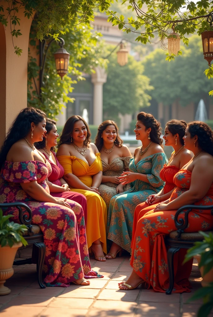 Afternoon of well-dressed overweight Latina women