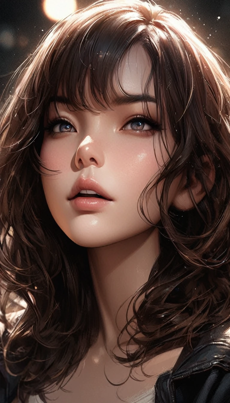 realistic, detailed, realistic details, intricate detail, break,, 1girl, solo, Eurasian, brunette, extremely beautiful, cute, detailed face, detailed skin complexion, beautiful eyes, parted lips, seductive, medium hair, , break,, simple background,, break,, portrait, f1.4/35mm, perspective, depth of field, proportion, focus on face, blurry background, bokeh, sharp focus, depth and dimension, proportion, rule of third, break,,