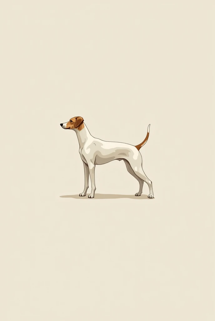 A little white skinny dog with light brown back and head simplistic elegant logo design