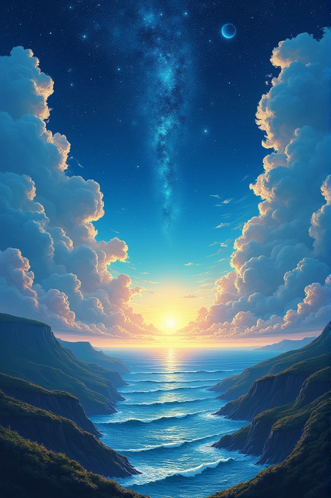 land, sky, Mar, sun, moon and constellations