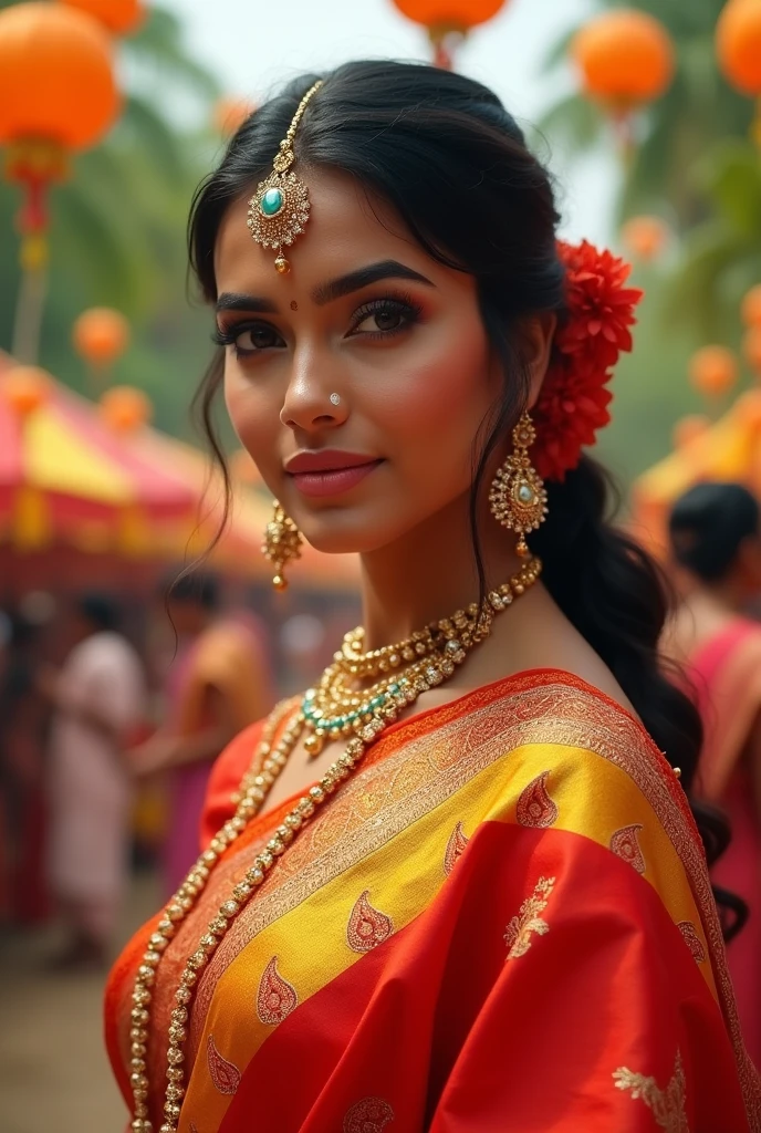 Mia kalifa in pongal saree with her spec
