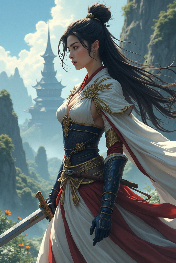 A Swordswoman who gains powers and changes the future and becomes a queen in an anime.