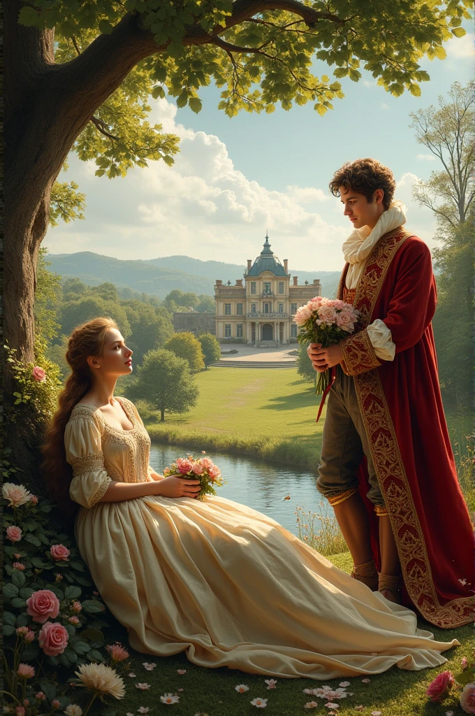 Generate a picture related to the courtly and pastoral poetry of Elizabethian period