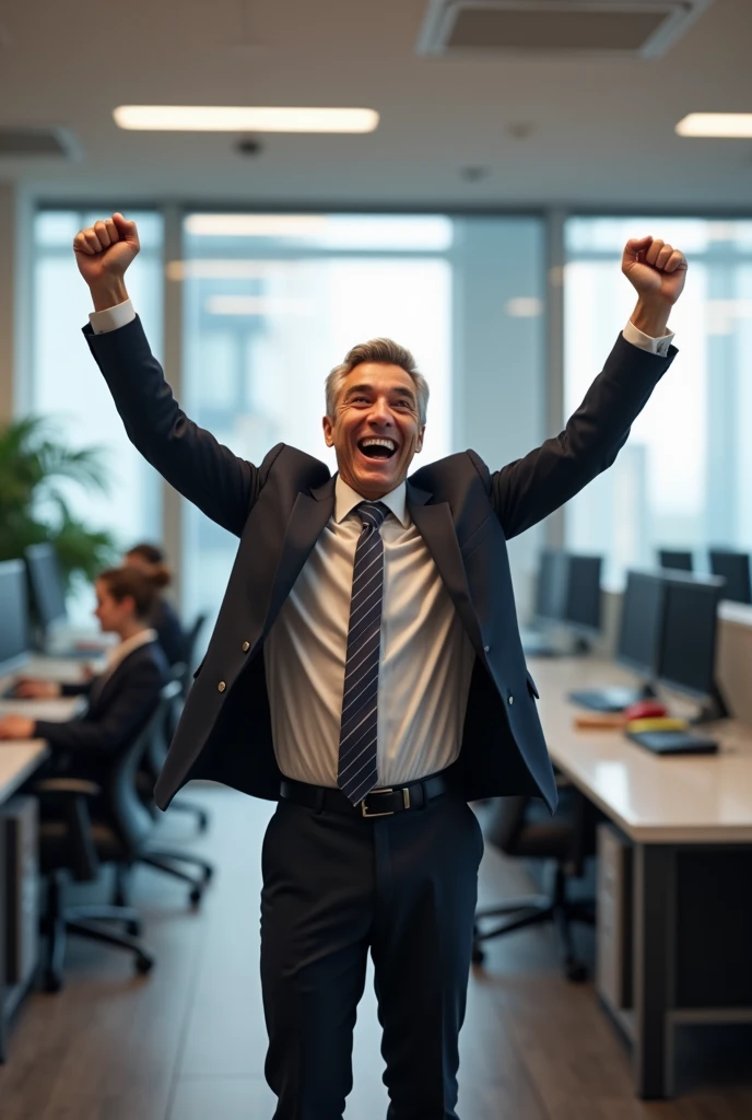 a person happy with a pay rise