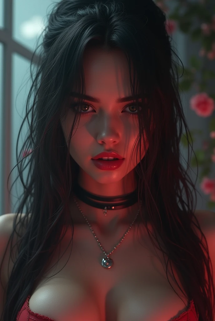 Massive Colossal Sexy Manga Anime Cyberpunk Sexy Face Of An Adult Lady Sexy Hairstyles Sexy Lips Bite Mouth Sexy Fucking Lips, Hip, Close-up, creepy, cinematic lighting, unreal engine, Blender, big breasts, Smirk、professional lighting、about, standing, very long hair, sensual pose, defiant pose, full body shot, small firm breasts, Anatomically correct