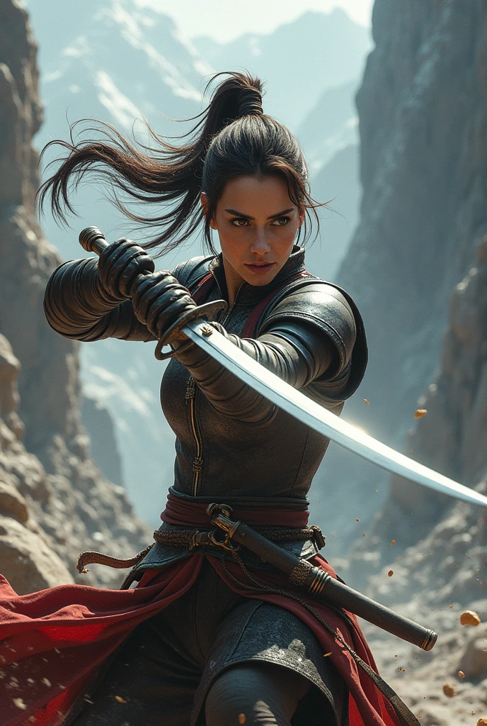 A Swordswoman fighting.
