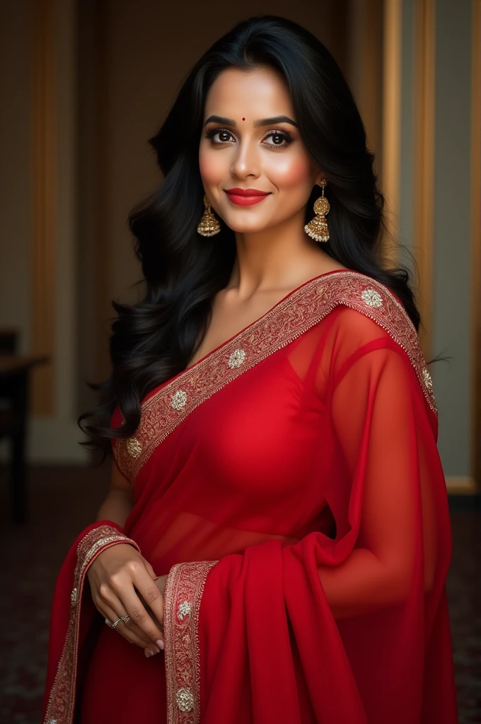 Anushka Shetty red saree