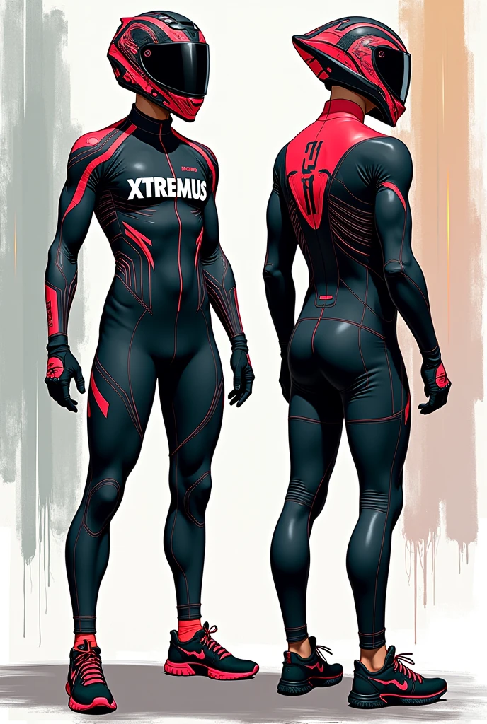 Stylish and eye-catching sketches of bmx uniforms with the word xtremus