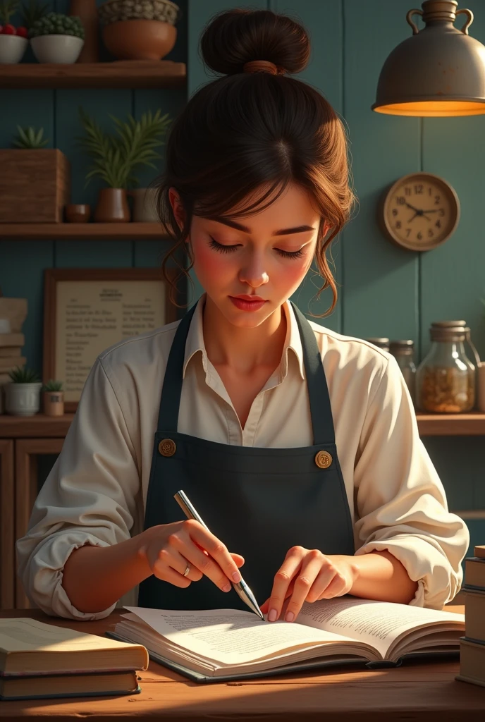 a person learning something new, like cooking or a new language