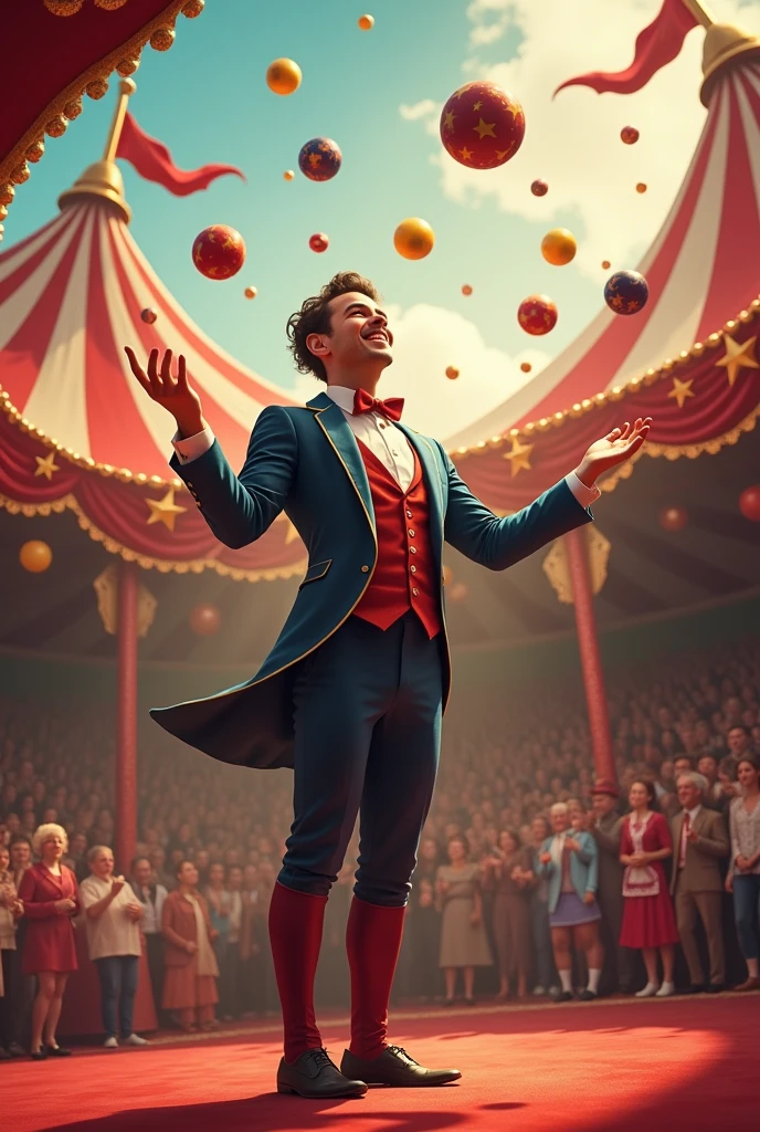 happy juggling at the circus