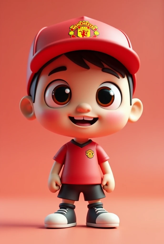 Make a roblox  body Man Red cap Human circular head , manchester united shirt, cougar cap cartoon style profile picture Cartoon style 3d