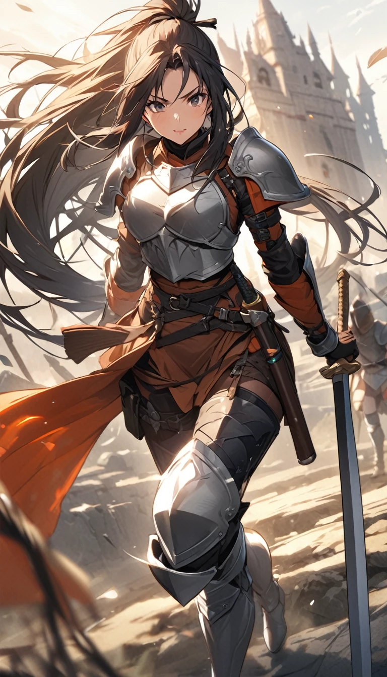 Ultra-high definition image quality、beautiful girl、Female Warrior、Female Swordsman、Light Armor、Silver Boots、Long Hair、knight&#39;hair ornaments、Silver Hair、20-year-old、Be confident々face、Very short tight skirt、Sexy posture、wilderness、Highest quality,Big Ass、Big Breasts、Thighs、Grabbing the spear、Gorgeous embroidered lace panties、Joan of Arc style clothing、Wind King Barrier、Her hair is blowing in the wind、The Sword of Promised Victory、god々Wearing a bright aura、Big Ass、Valkyrie the War Maiden、Crotch close-up、Angle from directly below、Squat with your legs apart、（Confused eyes）、３White eyes、（Female Demon Lord）、Yandere、Female ninja、ムチムチなThighs