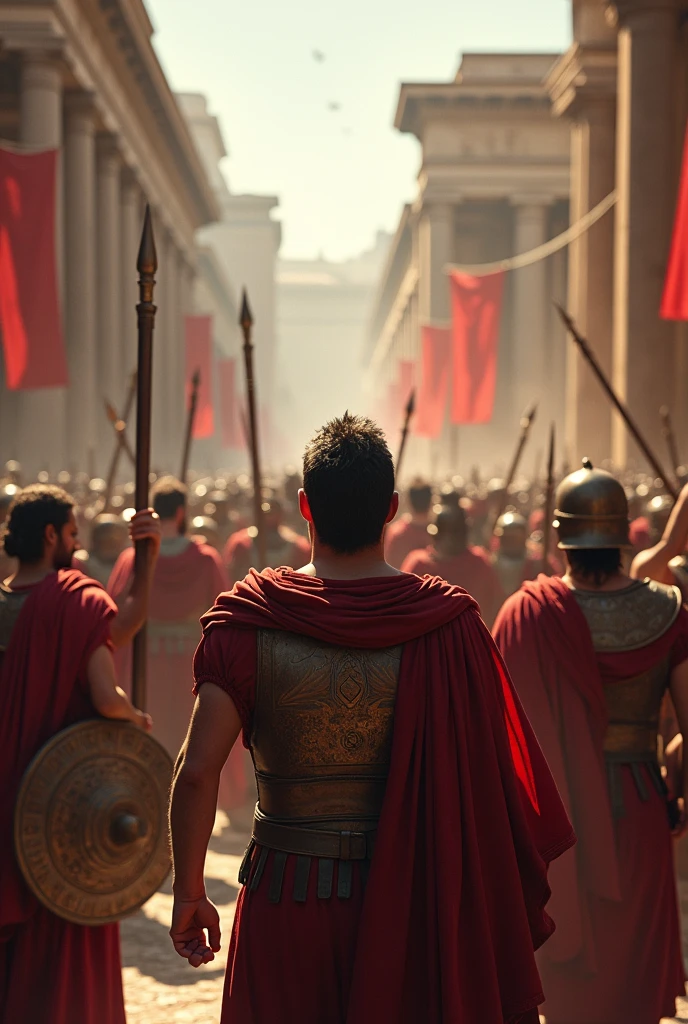 (Roman people with plaques rebelling against the Etruscans in ancient times)