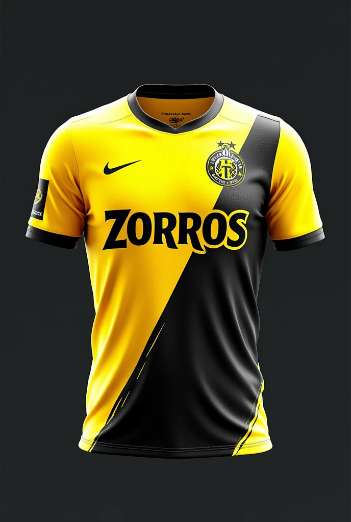 A yellow and black sports jersey for a team that says Zorros on the front