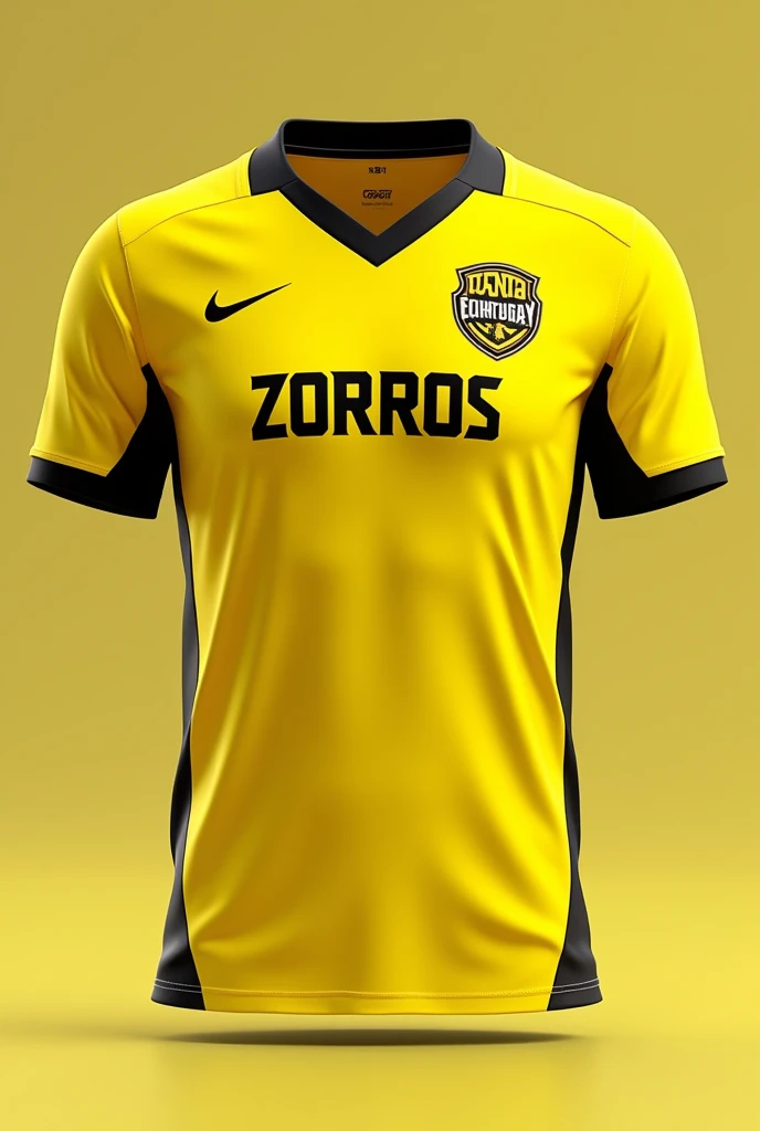 A yellow sports jersey with black details for a team that says Zorros on the front