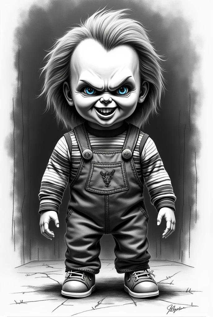 chucky drawing black and white