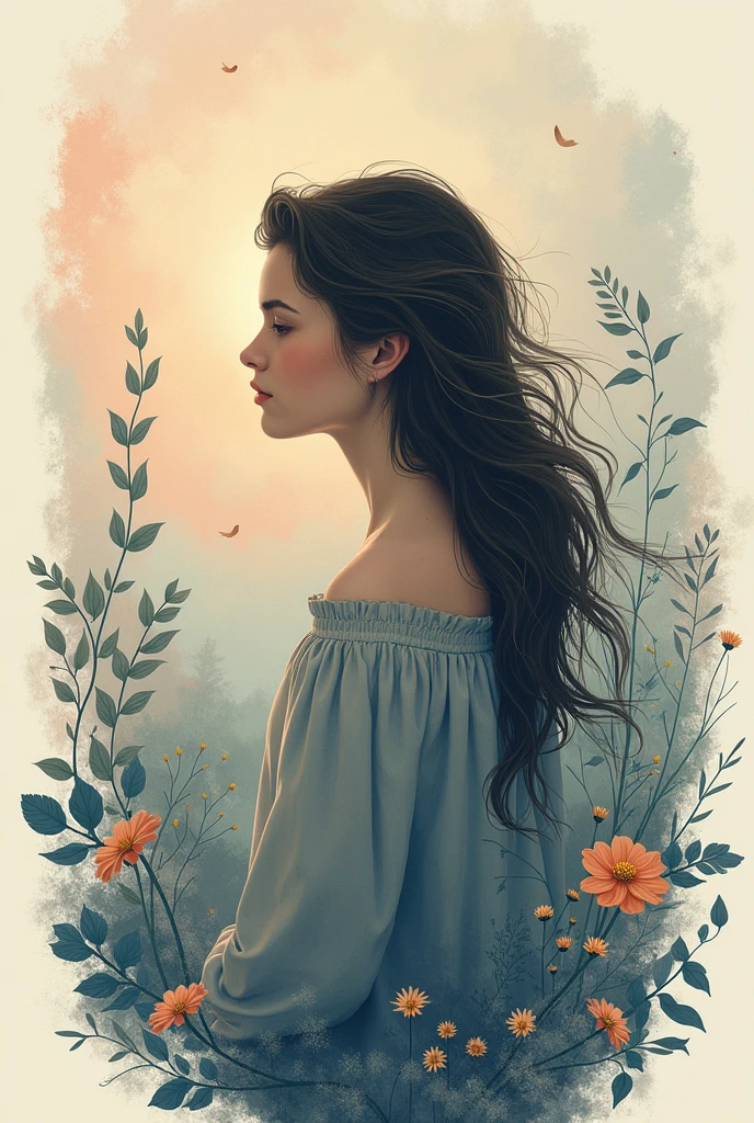Background image for an interactive notebook that deals with anxiety that takes into account both genders that differentiate the girl with long hair