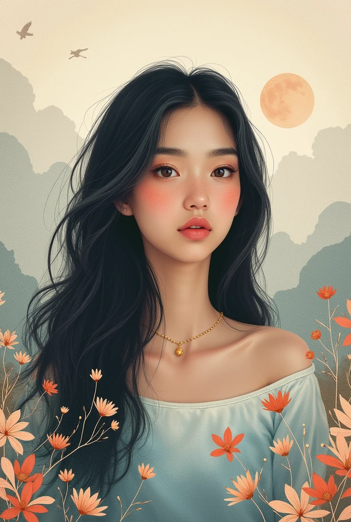 Background image for an interactive notebook that deals with anxiety that takes into account both genders that differentiate the girl with long hair
