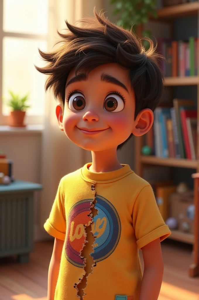 A boy named Sumit. Vivek writing has torn your T-shirt.