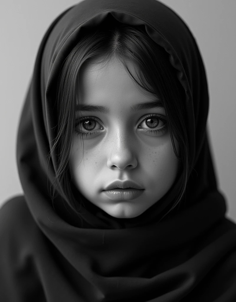 (Photo-realism), (Best quality, masterpiece, full of details), black and white girl in hijab