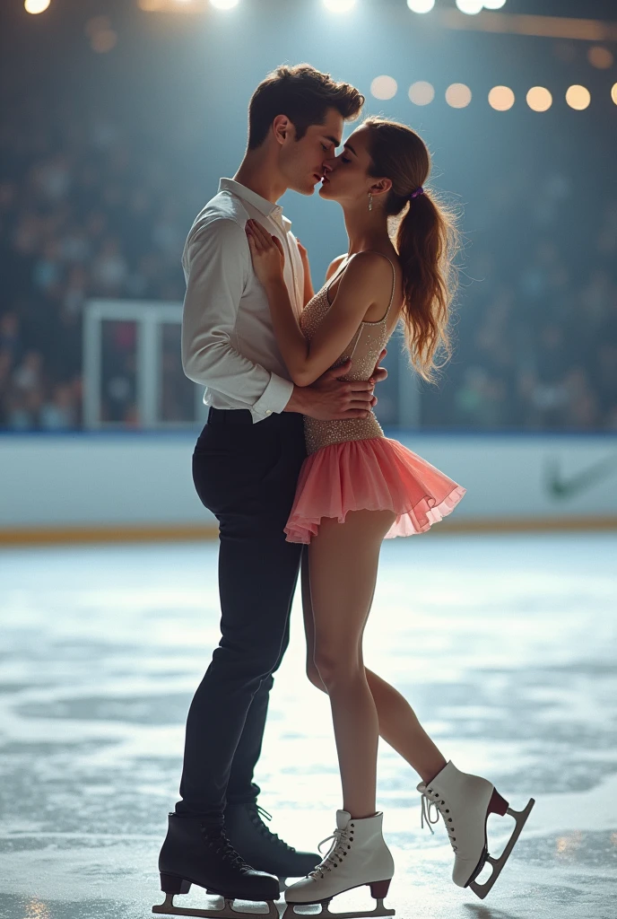 Anime male figure skater kissing his boyfriend whos is a gold medalist figure skater.