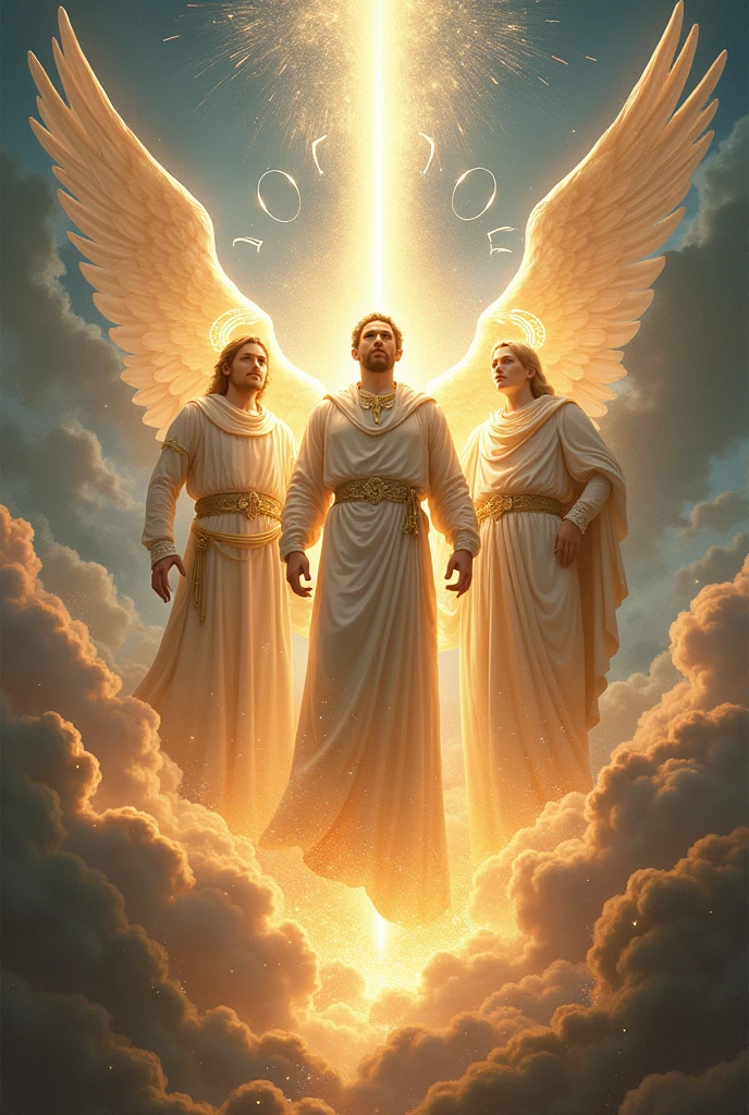 I want an epic image of the angels Michael, gabriel e rafael