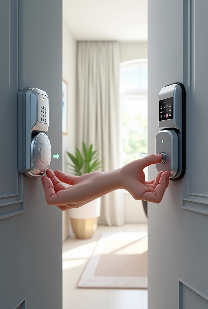 Image description：Demonstrate the unlocking process of fully automatic and semi-automatic smart locks through animation，Compare the differences between the two。]