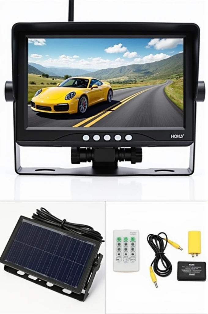 ((best Solar Wireless Backup Camera, 1080P 5'' Monitor Back Up Camera Systems Wireless( quality)), ((masterpiece)), (detailed), perfect face