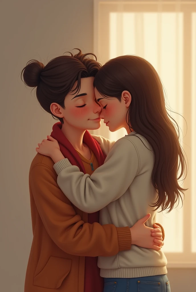 People hug each of them