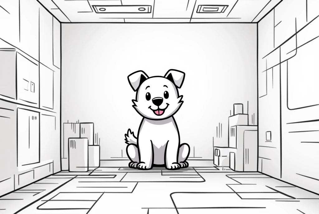 digital drawing, mural, linear art, black and white, pet adoption 